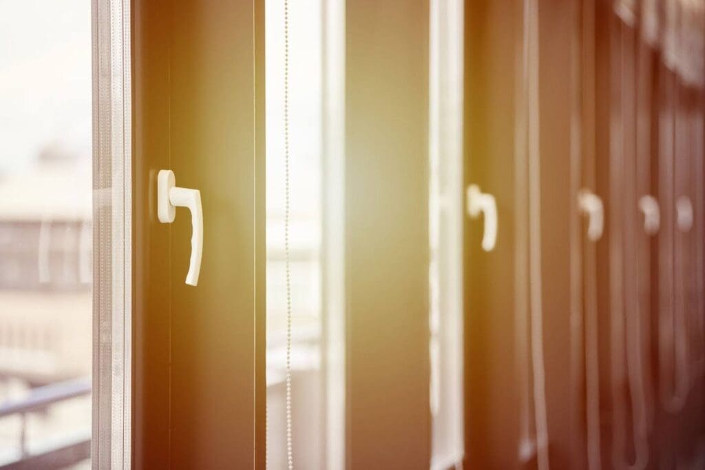 A row of windows with latches