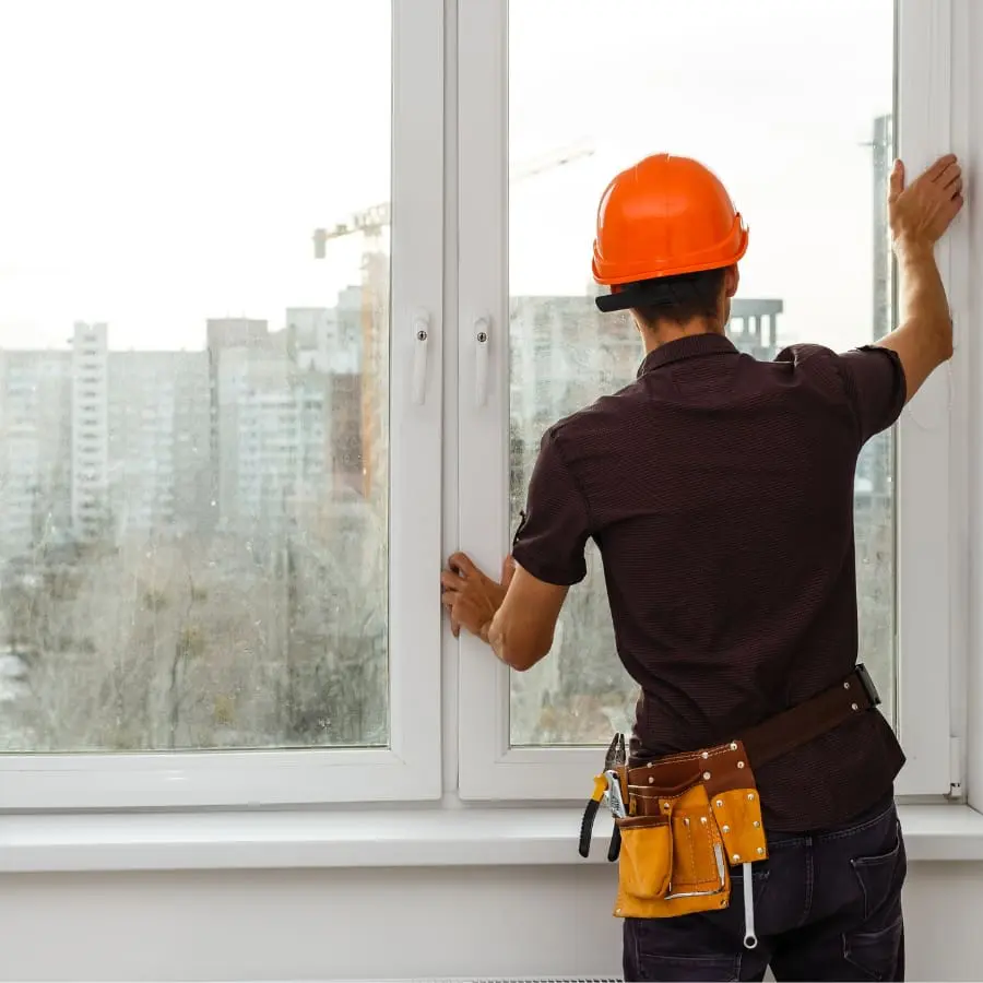 Professional Worker Installing Window