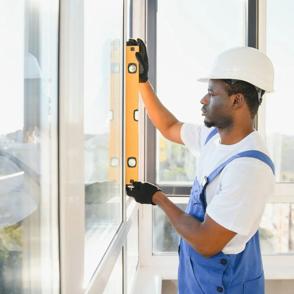 Technician Leveling Window During Installation