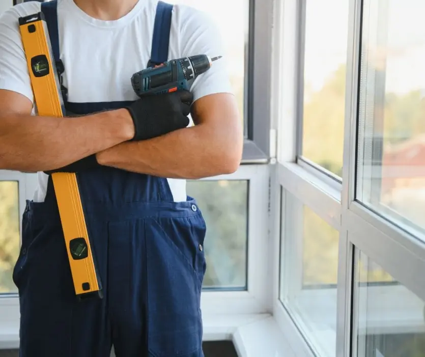 Window Installer Holding Drill And Level